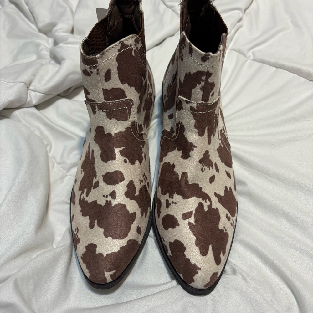 Cow Print Ankle Boots
